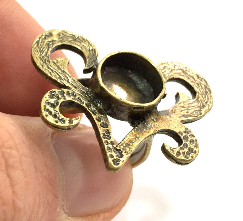 Antique Bronze Ring Blank Base Bezel Settings Cabochon Base Mountings Adjustable  (10mm blank ) Antique Bronze Plated Brass G5578