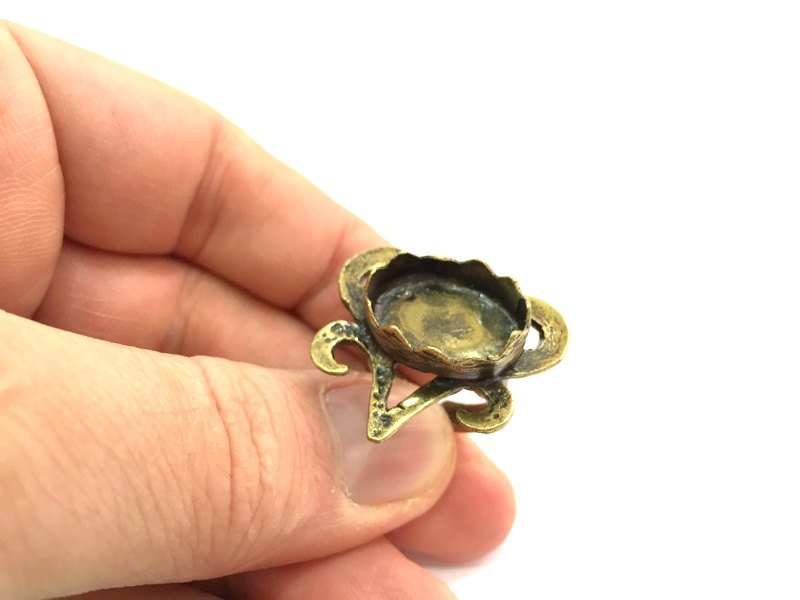 Adjustable Ring Blank, (18x13mm blank ) Antique Bronze Plated Brass G5579