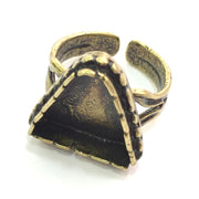 Adjustable Ring Blank, (15x15x15mm triangle blank ) Antique Bronze Plated Brass G5580