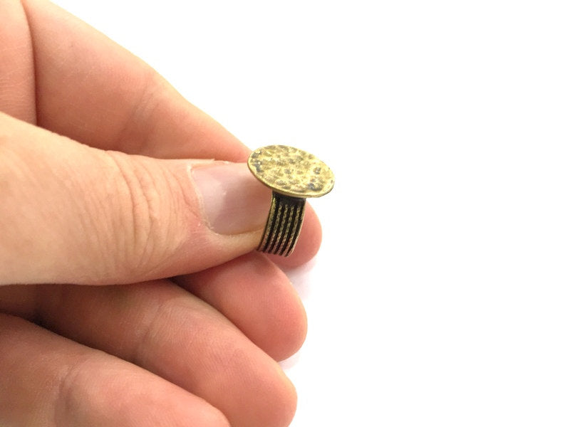 Antique Bronze Ring Blank Base Bezel Settings Cabochon Base Mountings Adjustable (15mm blank ) Antique Bronze Plated Brass G5518