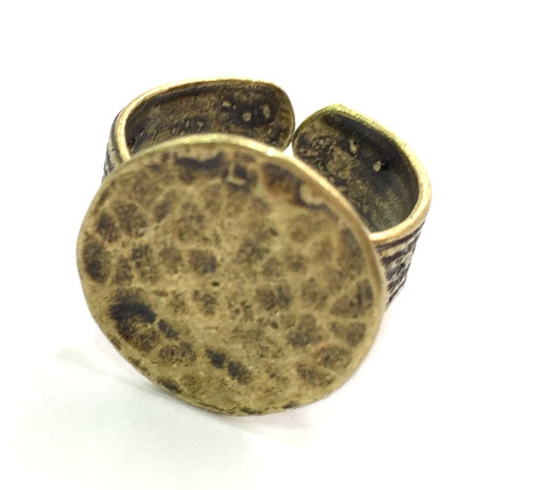 Antique Bronze Ring Blank Base Bezel Settings Cabochon Base Mountings Adjustable (15mm blank ) Antique Bronze Plated Brass G5518