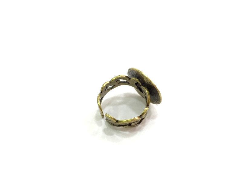Adjustable Ring Blank, (15mm blank ) Antique Bronze Plated Brass G5588