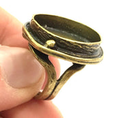 Adjustable Ring Blank, (20mm blank ) Antique Bronze Plated Brass G5589