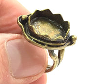 Adjustable Ring Blank, (15mm blank ) Antique Bronze Plated Brass G5592
