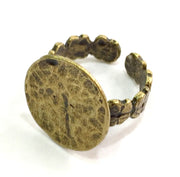 Adjustable Ring Blank, (15mm blank ) Antique Bronze Plated Brass G5593