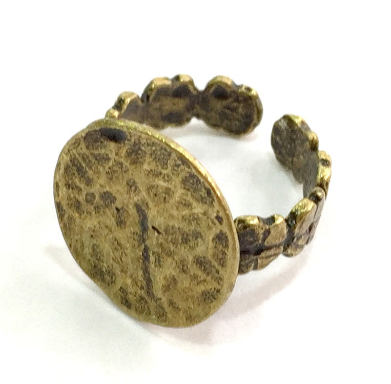 Adjustable Ring Blank, (15mm blank ) Antique Bronze Plated Brass G5593