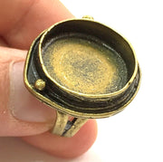 Adjustable Ring Blank, (20mm blank ) Antique Bronze Plated Brass G5589