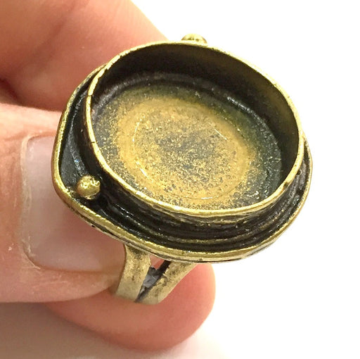 Adjustable Ring Blank, (20mm blank ) Antique Bronze Plated Brass G5589