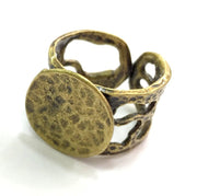 Adjustable Ring Blank, (15mm blank ) Antique Bronze Plated Brass G5595