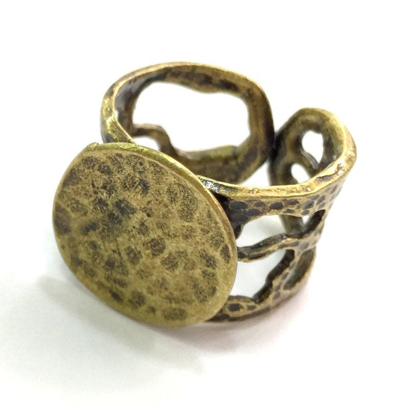 Adjustable Ring Blank, (15mm blank ) Antique Bronze Plated Brass G5595