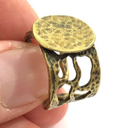 Adjustable Ring Blank, (15mm blank ) Antique Bronze Plated Brass G5595
