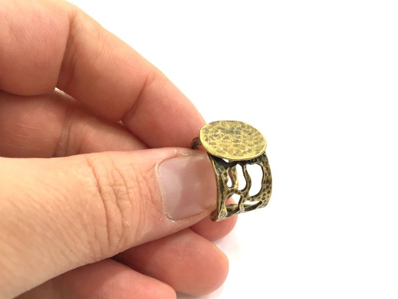 Adjustable Ring Blank, (15mm blank ) Antique Bronze Plated Brass G5595