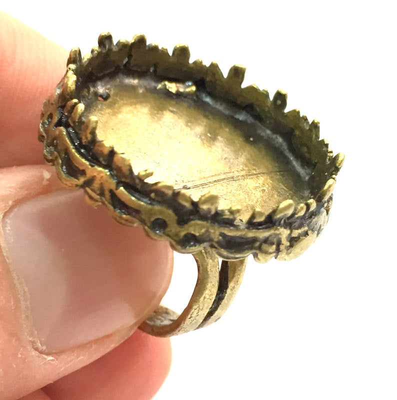 Adjustable Ring Blank, (25mm blank ) Antique Bronze Plated Brass G5597
