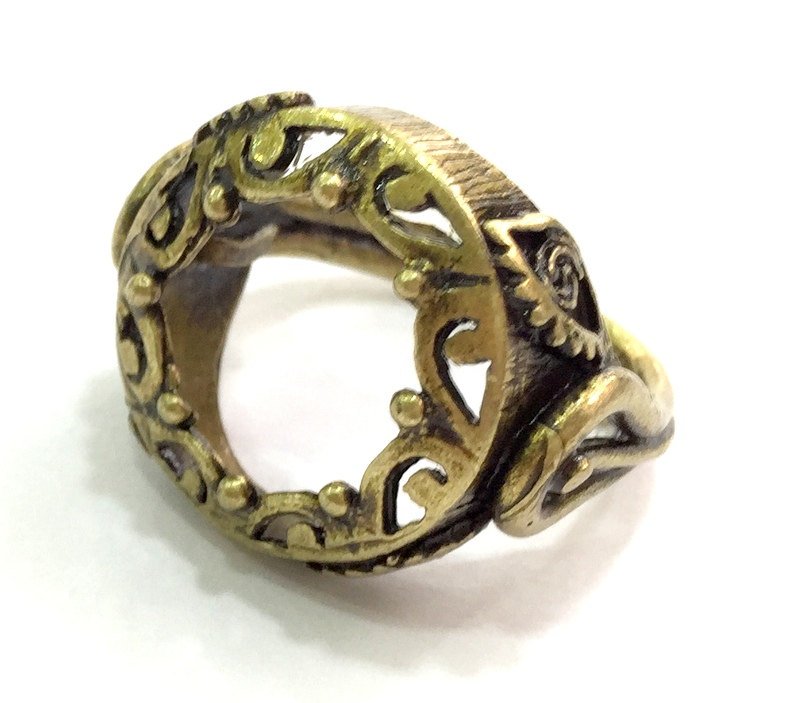 Adjustable Ring Blank, (18mm blank ) Antique Bronze Plated Brass G5598