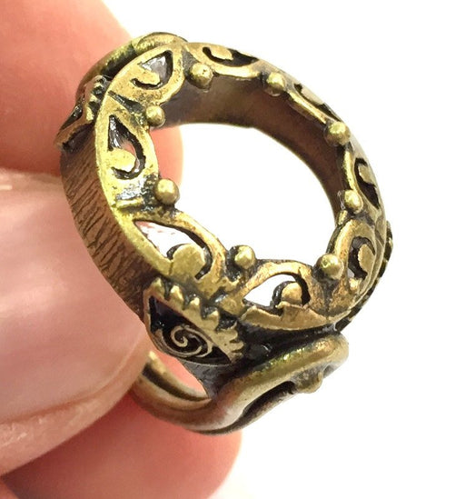 Adjustable Ring Blank, (18mm blank ) Antique Bronze Plated Brass G5598