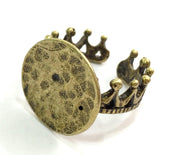 Adjustable Ring Blank, (15mm blank ) Antique Bronze Plated Brass G5600