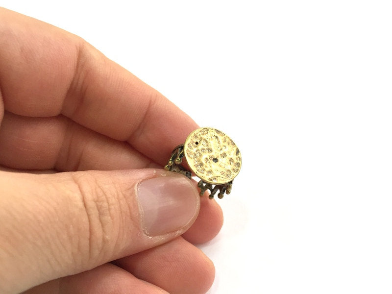 Adjustable Ring Blank, (15mm blank ) Antique Bronze Plated Brass G5600