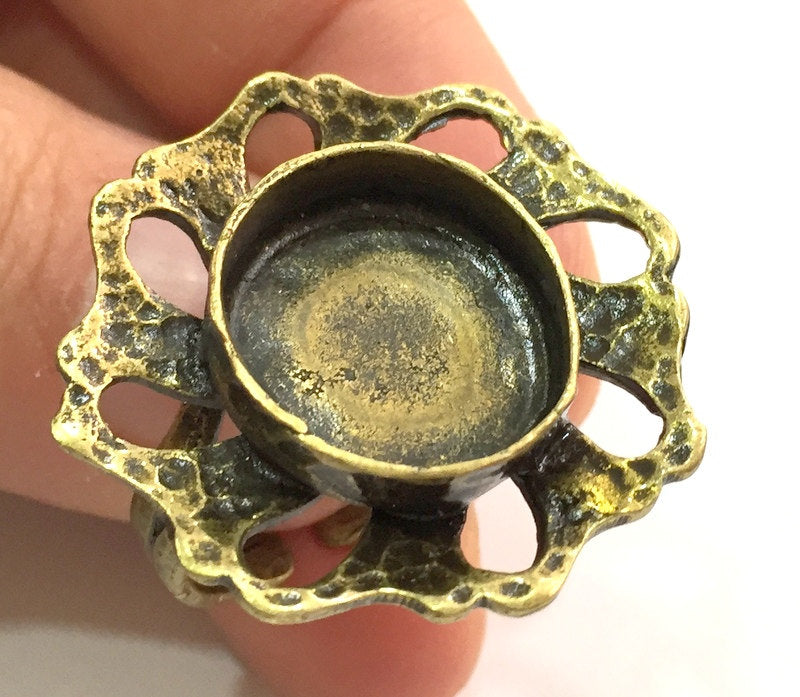 Adjustable Ring Blank, (16mm blank ) Antique Bronze Plated Brass G5601
