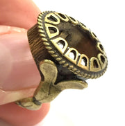 Adjustable Ring Blank, (18x13mm blank ) Antique Bronze Plated Brass G5602