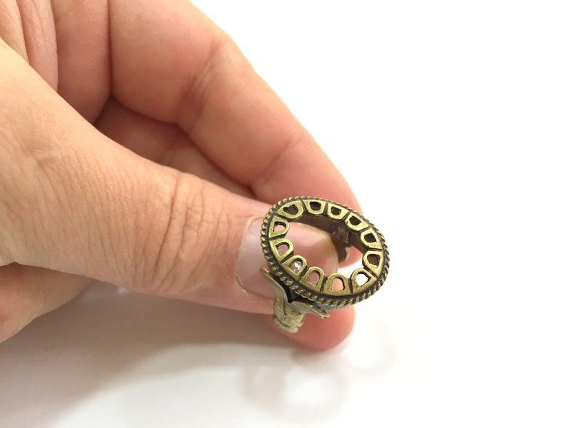 Adjustable Ring Blank, (18x13mm blank ) Antique Bronze Plated Brass G5602