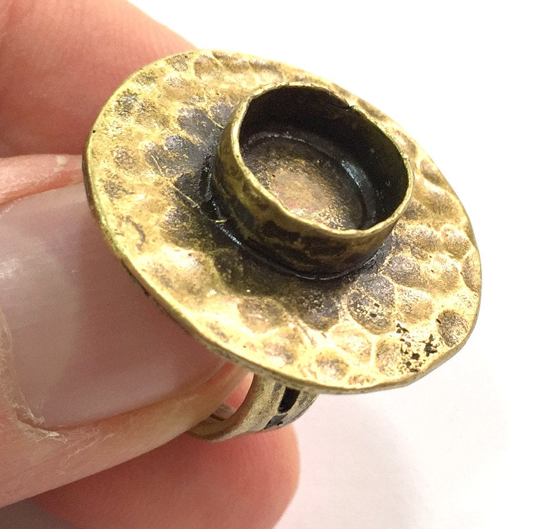 Adjustable Ring Blank, (10mm blank ) Antique Bronze Plated Brass G5603
