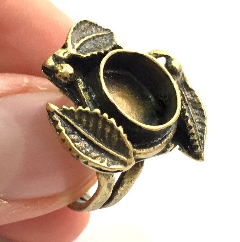 Adjustable Ring Blank, (10mm blank ) Antique Bronze Plated Brass G5605