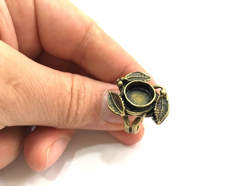 Adjustable Ring Blank, (10mm blank ) Antique Bronze Plated Brass G5605