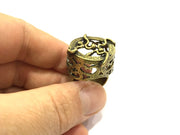 Antique Bronze Ring Base Adjustable Ring Blank, (20mm blank ) Antique Bronze Plated Brass G5608