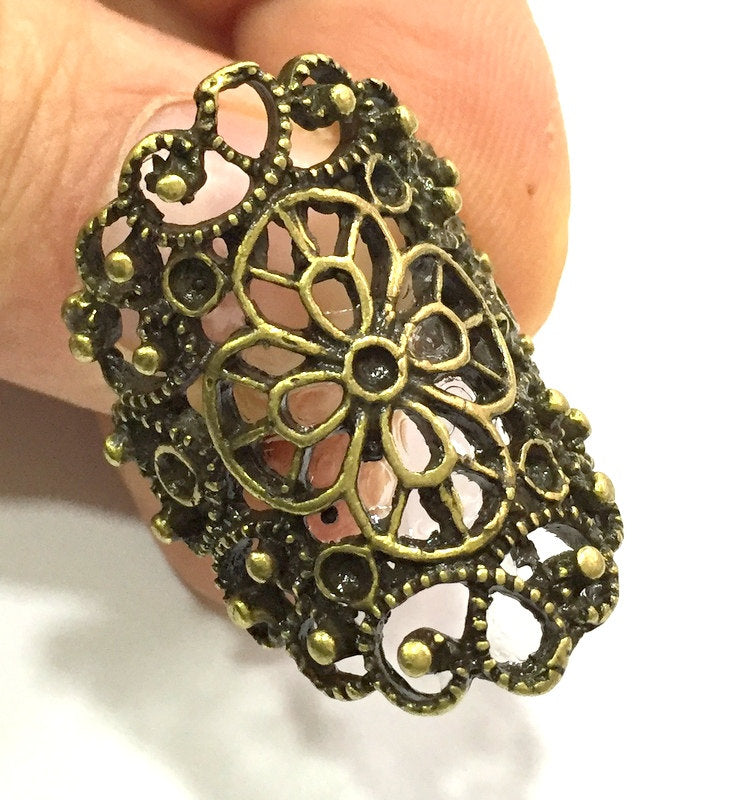 Adjustable Ring Blank, (2mm blank ) Antique Bronze Plated Brass G5610