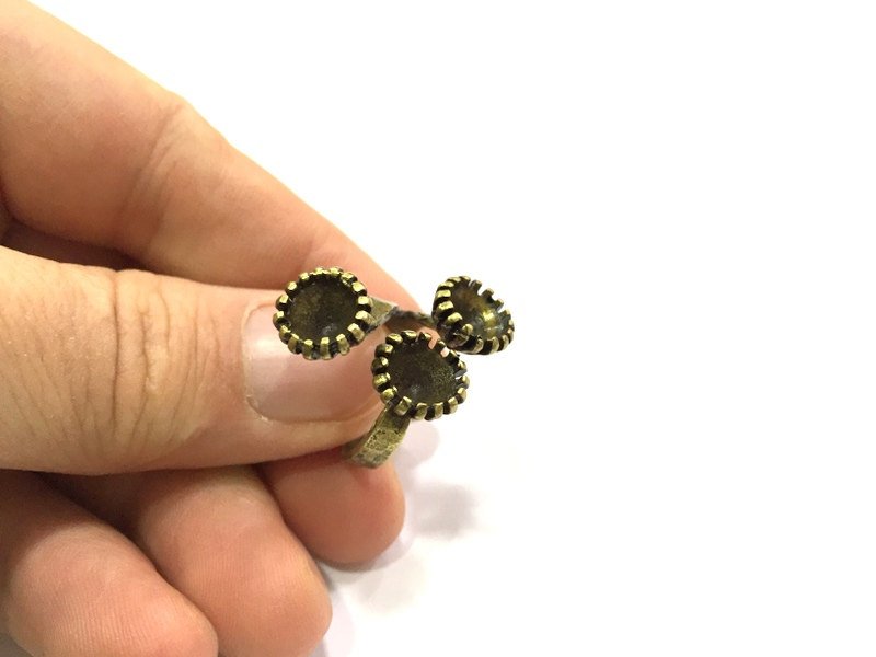 Adjustable Ring Blank, (8mm blank ) Antique Bronze Plated Brass G5615