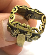 Adjustable Ring Blank, (20x15mm blank ) Antique Bronze Plated Brass G5616
