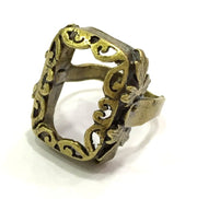 Adjustable Ring Blank, (20x15mm blank ) Antique Bronze Plated Brass G5616