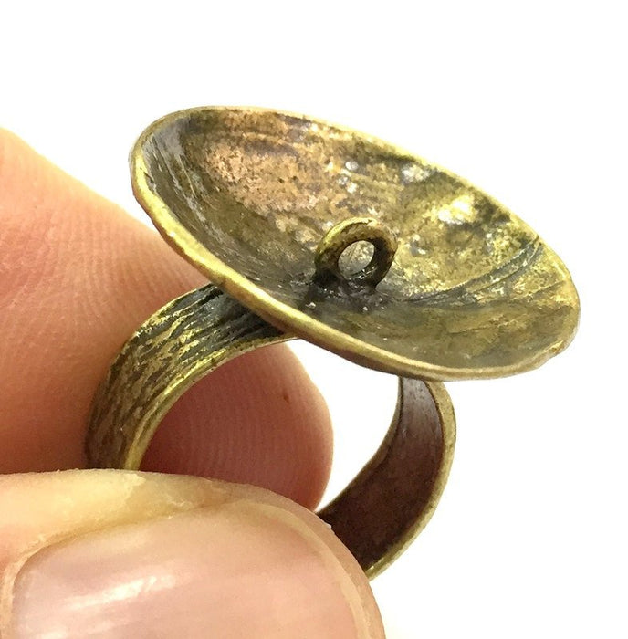 Adjustable Ring Blank, Antique Bronze Plated Brass G10986
