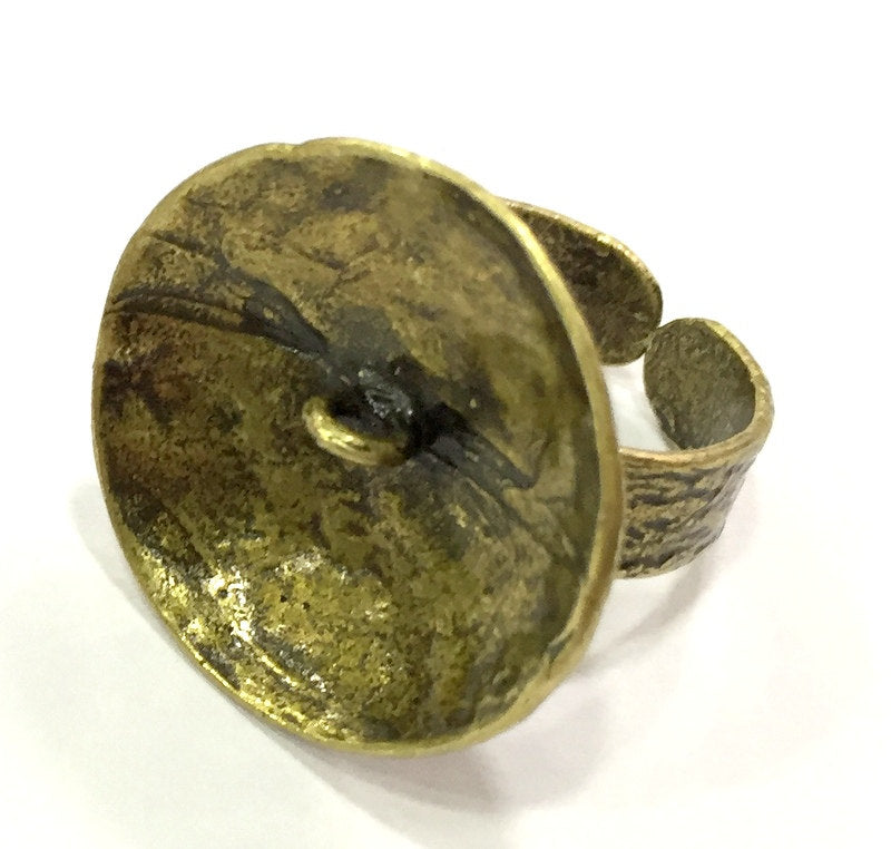 Adjustable Ring Blank, Antique Bronze Plated Brass G10986