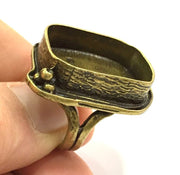 Adjustable Ring Blank, (25x18mm blank ) Antique Bronze Plated Brass G5620