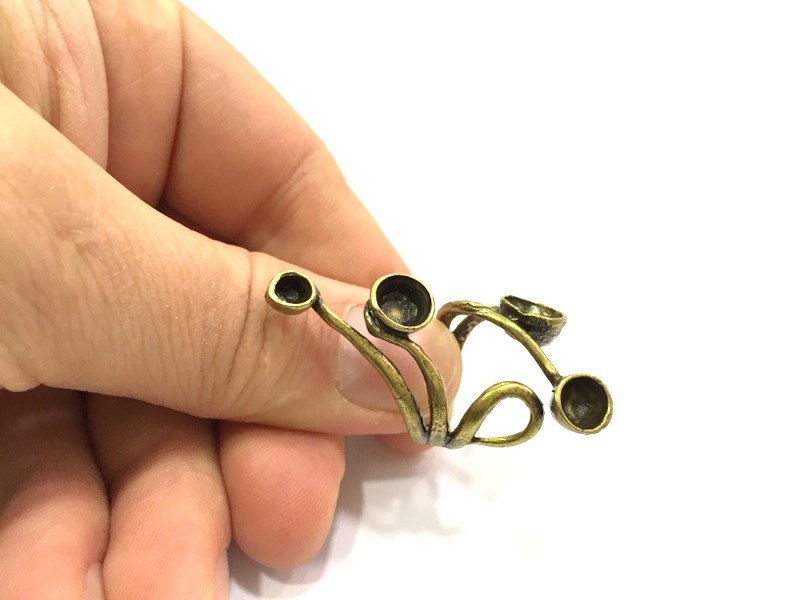 Adjustable Ring Blank, (4,6,7,8mm blank ) Antique Bronze Plated Brass G5621