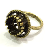 Antique Bronze Ring Blank Bezel Settings Cabochon Base Mountings Adjustable Ring  (10mm blank ) Antique Bronze Plated Brass G5622