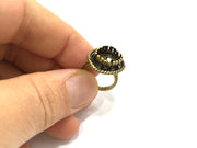 Antique Bronze Ring Blank Bezel Settings Cabochon Base Mountings Adjustable Ring  (10mm blank ) Antique Bronze Plated Brass G5622