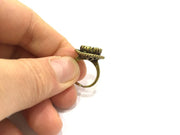 Antique Bronze Ring Blank Bezel Settings Cabochon Base Mountings Adjustable Ring  (10mm blank ) Antique Bronze Plated Brass G5622