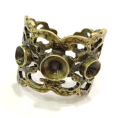 Adjustable Ring Blank, (4mm and 5mm blank ) Antique Bronze Plated Brass G5623