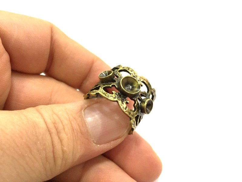 Adjustable Ring Blank, (4mm and 5mm blank ) Antique Bronze Plated Brass G5623