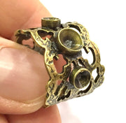 Adjustable Ring Blank, (4mm and 5mm blank ) Antique Bronze Plated Brass G5623