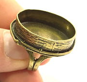 Adjustable Ring Blank, (25x18mm blank ) Antique Bronze Plated Brass G5624