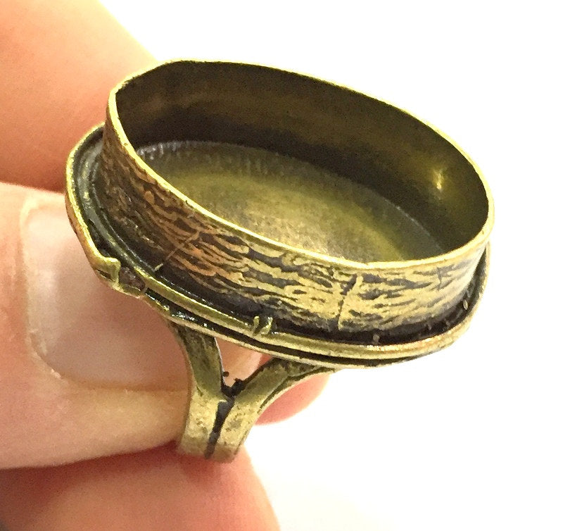 Adjustable Ring Blank, (25x18mm blank ) Antique Bronze Plated Brass G5624