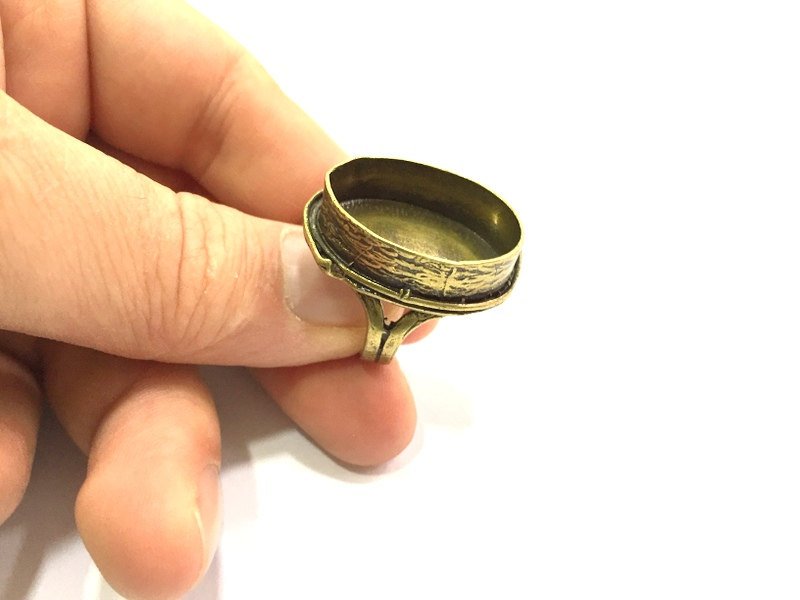 Adjustable Ring Blank, (25x18mm blank ) Antique Bronze Plated Brass G5624