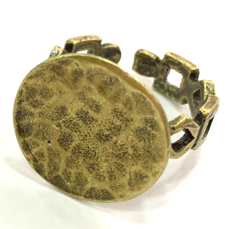 Ring Blank Base Bezel Setting Adjustable  Blank, (15mm blank ) Antique Bronze Plated Brass G5626