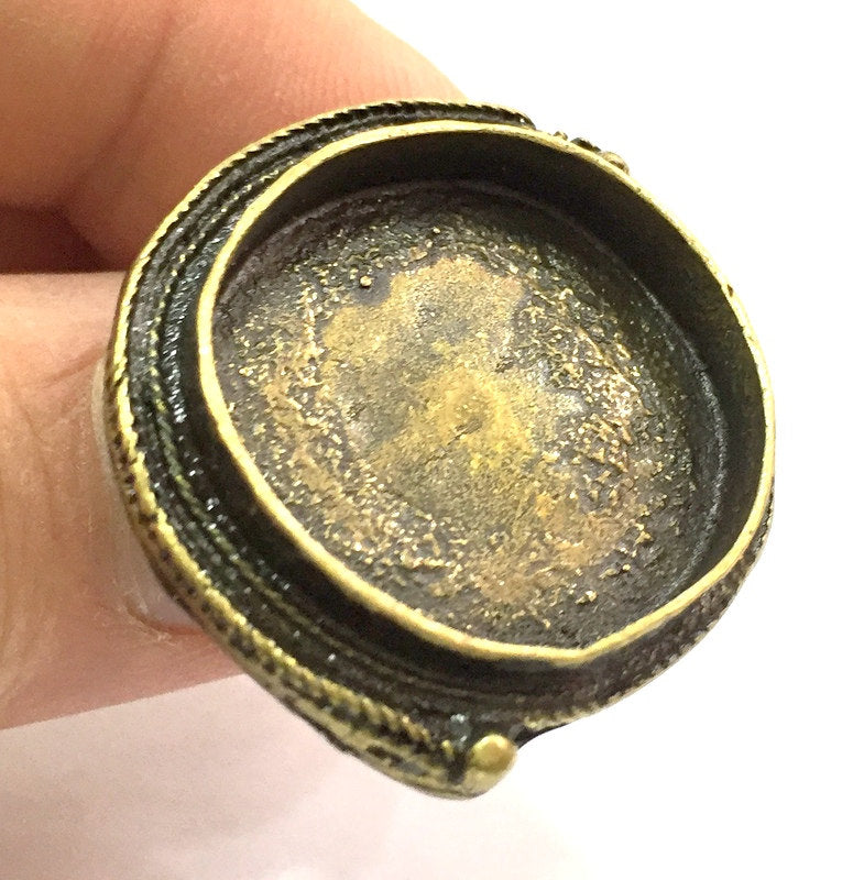 Adjustable Ring Blank, (20mm blank ) Antique Bronze Plated Brass G5627