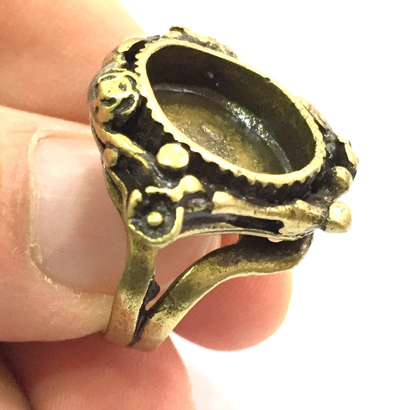 Adjustable Ring Blank, (16mm blank ) Antique Bronze Plated Brass G5629