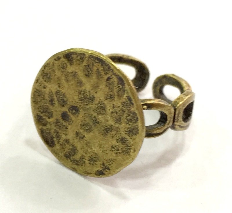 Adjustable Ring Blank, (15mm blank ) Antique Bronze Plated Brass G5630