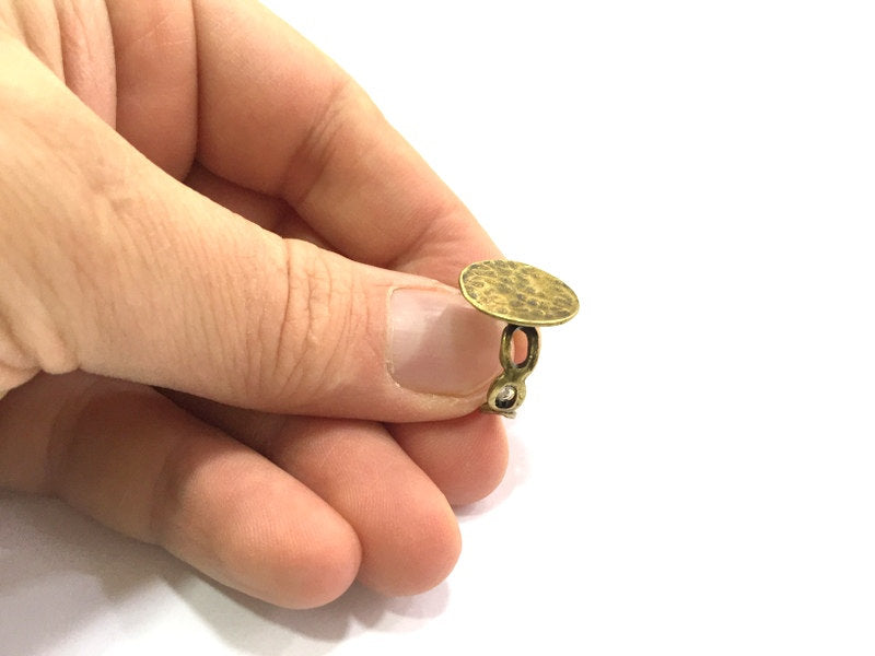 Adjustable Ring Blank, (15mm blank ) Antique Bronze Plated Brass G5630